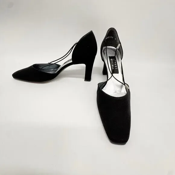 Vintage 90’s Stuart Weitzman D’Orsay Pump Heels 8 Black Sexy Classic - Picture 10 of 16